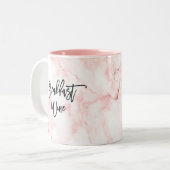 Ontbijt Wijn Grappig Schattige Marmer Handgeschrev Tweekleurige Koffiemok (Voorkant links)