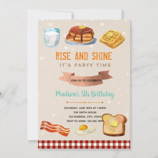 Ontbijtbare opkomst en uitnodiging van een schijnp (Voorkant)