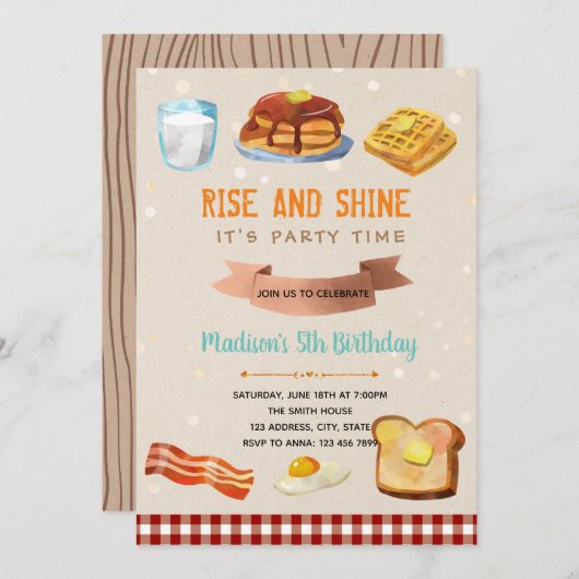 Ontbijtbare opkomst en uitnodiging van een schijnp (Voorkant / Achterkant)