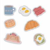 Ontbijtclub Sticker Sheet – Kawaii Pastel Food (Voorkant)