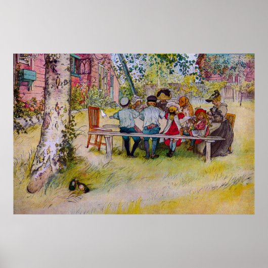 Ontbijten onder de vlag van Carl Larsson Poster (Voorkant)