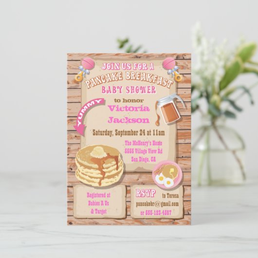 Ontbijtende Brunch Baby Shower-uitnodigingen Kaart (Staand voorkant)