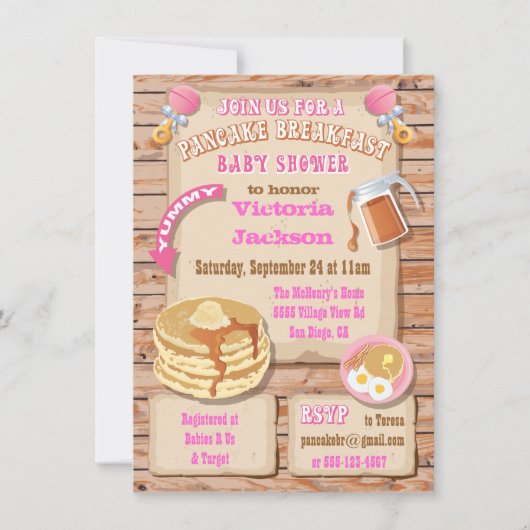 Ontbijtende Brunch Baby Shower-uitnodigingen Kaart (Voorkant)