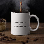 Ontbijtende Funny Breakfast van Champions Quote Tweekleurige Koffiemok<br><div class="desc">Coffee Lovers verenigt: Ontbijten van Champions. Trendy,  grappige mok gezegde "Breakfast of Chamions" in moderne typografie op de tweetalige koffiekoffie-mok. Beschikbaar in veel meer binnenkleuren.</div>