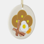 Ontbijtende sierwafels, bacteriën en eieren keramisch ornament (Rechts)