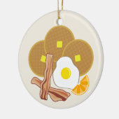 Ontbijtende sierwafels, bacteriën en eieren keramisch ornament (Links)