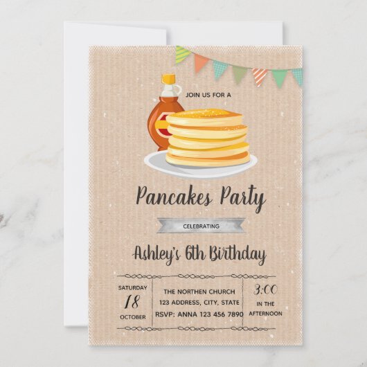 Ontbijtende uitnodiging voor pankoeken (Voorkant)