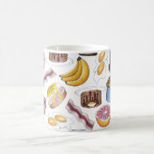 Ontbijtende voedingsmiddelen Bacon Pancake Muffin  Koffiemok (Center)