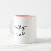 Ontbijtende wijn, schattige hartvorm tweekleurige koffiemok (Voorkant links)