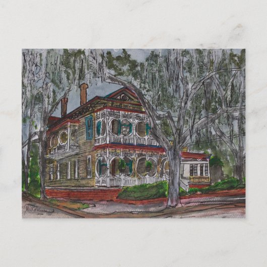 ontbijthuis Savannah Georgia kunst schilderij Briefkaart (Voorkant)