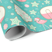 ontbijtkoek en roze flamingos cadeaupapier (Rol Hoek)