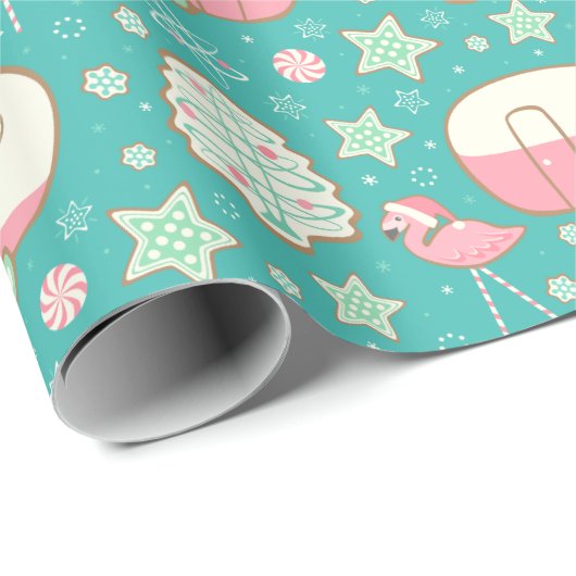  ontbijtkoek en roze flamingos cadeaupapier (Rol Hoek)