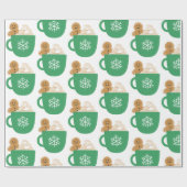 Ontbijtkoek en warme chocolademelk kerst cadeaupapier (Vlak)