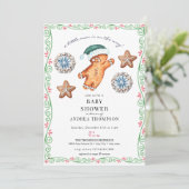 ontbijtkoek | Kerst Baby shower Kaart (Staand voorkant)