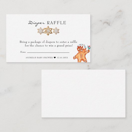ontbijtkoek | Kerst Baby shower Luier Raffle Informatiekaartje (Voorkant / Achterkant)