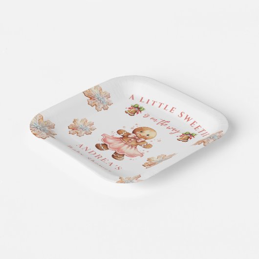 ontbijtkoek | Kerst Baby shower Papieren Bordje (Gebogen)