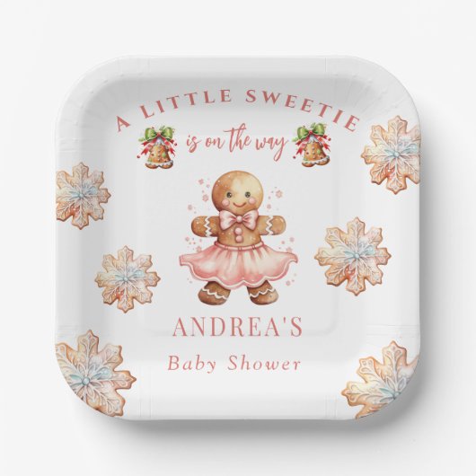 ontbijtkoek | Kerst Baby shower Papieren Bordje (Voorkant)