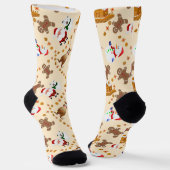 Ontbijtkoek, Kerstman, Sneeuwman Kerstmis Sokken (Gebogen)