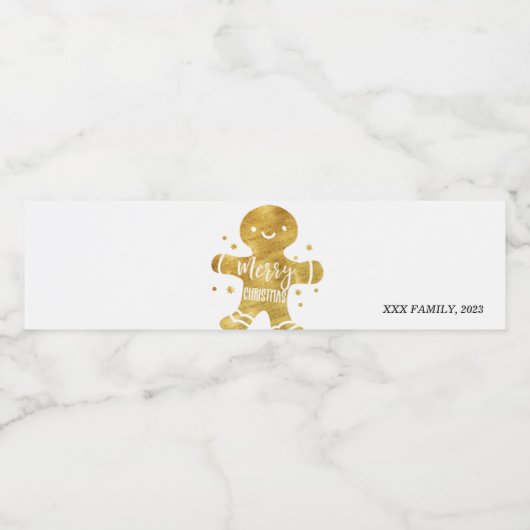 ontbijtkoek, vrolijk kerstfeest waterfles etiket (Enkel label)