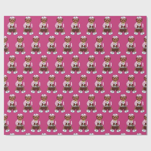 ontbijtman roze kerst cadeaupapier (Vlak)