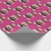  ontbijtman roze kerst cadeaupapier (Hoek)