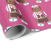  ontbijtman roze kerst cadeaupapier (Rol Hoek)