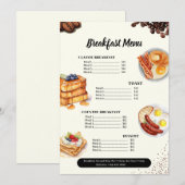 Ontbijtmenu, Restaurantmenu, Cafémarketing  Menu (Voorkant / Achterkant)