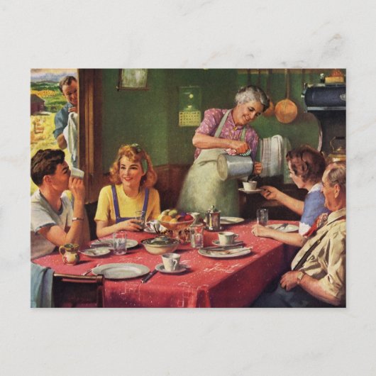 ontbijtontbijt bij het eten in de keuken briefkaart (Voorkant)