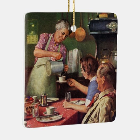  ontbijtontbijt bij het eten in de keuken keramisch ornament (Rechts)