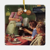  ontbijtontbijt bij het eten in de keuken keramisch ornament (Voorkant)