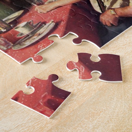  ontbijtontbijt bij het eten in de keuken legpuzzel (Zijkant)