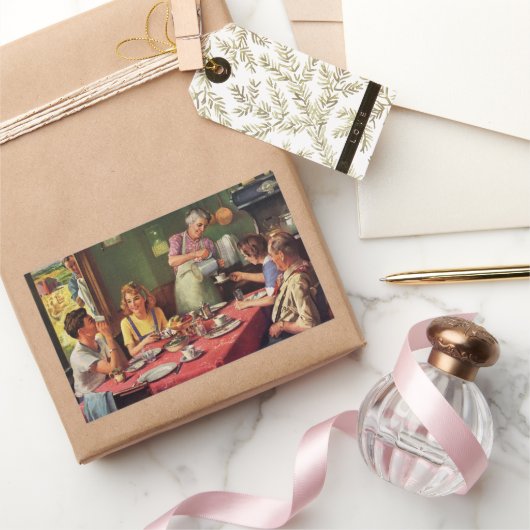  ontbijtontbijt bij het eten in de keuken rechthoekige sticker (Geschenken)