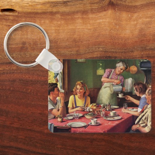  ontbijtontbijt bij het eten in de keuken sleutelhanger (Achterkant)