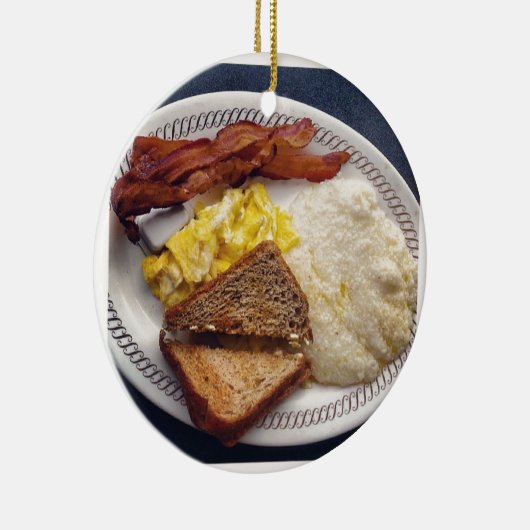 Ontbijttijd - Bacon Eggs Toast Grits Keramisch Ornament (Rechts)