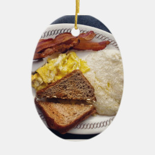 Ontbijttijd - Bacon Eggs Toast Grits Keramisch Ornament
