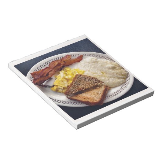 Ontbijttijd - Bacon Eggs Toast Grits Notitieblok (Schuin)