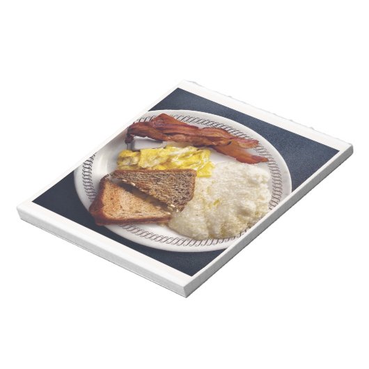 Ontbijttijd - Bacon Eggs Toast Grits Notitieblok (Linkerzijde)