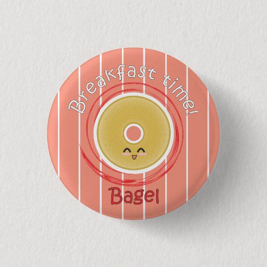 Ontbijttijd - Bagel Ronde Button 3,2 Cm (Voorkant)
