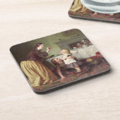 Ontbijttijd - Morning Games (olie op canvas) Onderzetter (Linkerzijde)