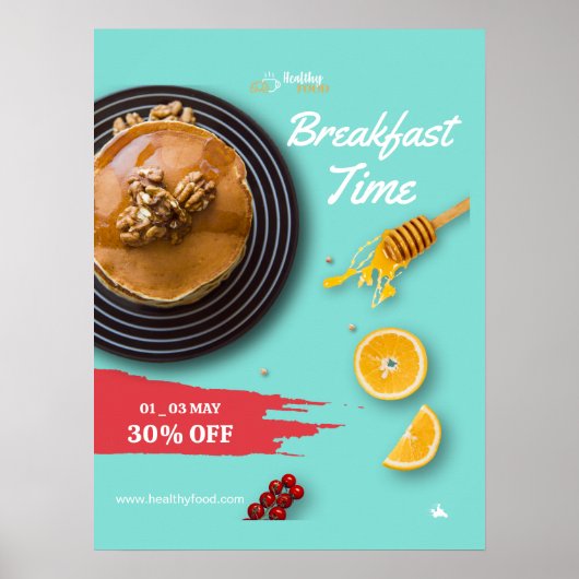 Ontbijtuitverkoop, Coffee Shop Ontbijtmenu Poster (Voorkant)