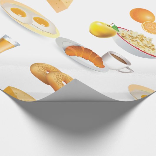 Ontbijtvoeding Koffie, Croissant, Eieren, Bagels Cadeaupapier (Hoek)