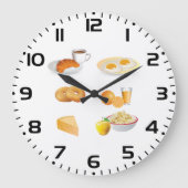 Ontbijtvoeding Koffie, Croissant, Eieren, Bagels Grote Klok (Voorkant)