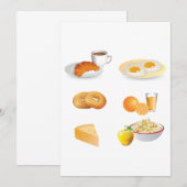 Ontbijtvoeding Koffie, Croissant, Eieren, Bagels Kaart (Voorkant / Achterkant)