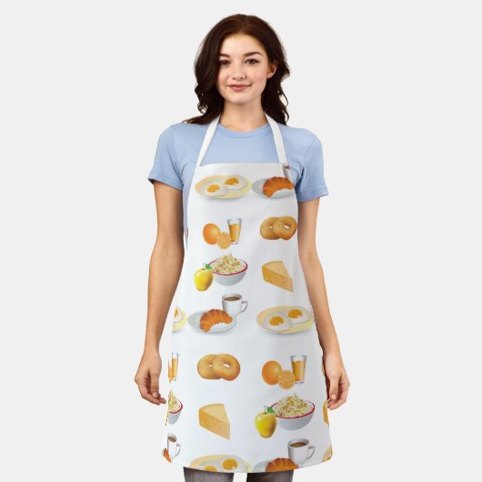 Ontbijtvoeding Koffie, Croissant, Eieren, Bagels Schort (Gedragen)