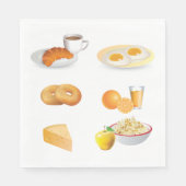 Ontbijtvoeding Koffie, Croissant, Eieren, Bagels Servet (Voorkant)