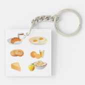Ontbijtvoeding Koffie, Croissant, Eieren, Bagels Sleutelhanger (Achterkant)