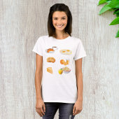 Ontbijtvoeding Koffie, Croissant, Eieren, Bagels T-shirt