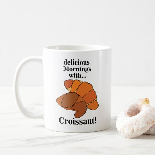 Ontbijtvoedsel van Croissant Koffiemok (Met donut)