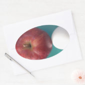 Ontbijtvrienden: Twee eieren $ Een Apple Stilleven Ovale Sticker (Envelop)