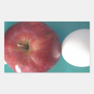 Ontbijtvrienden: Twee eieren $ Een Apple Stilleven Rechthoekige Sticker
